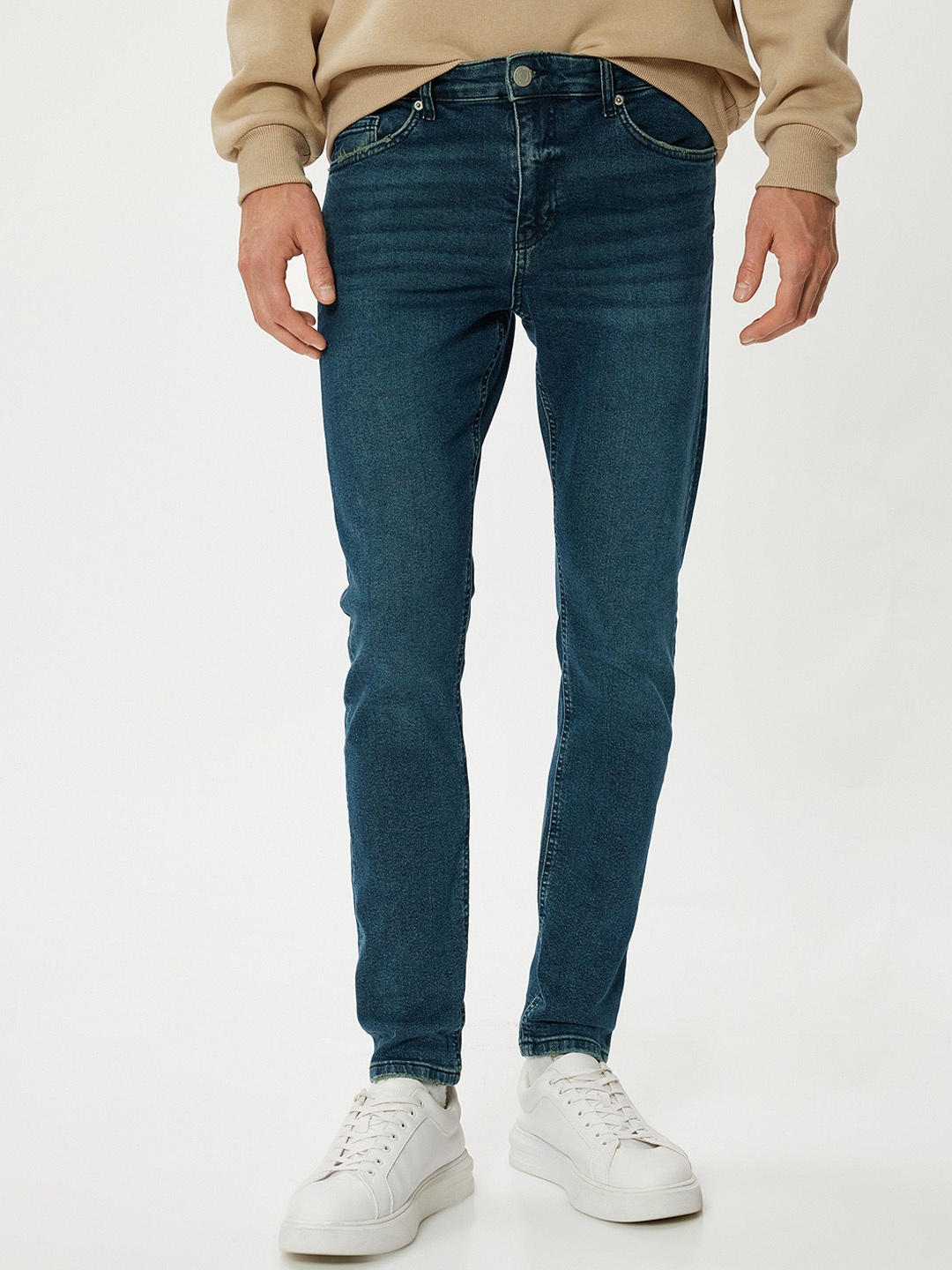 

Koton Men Mid-Rise Low Distress Light Fade Cotton Jeans, Blue