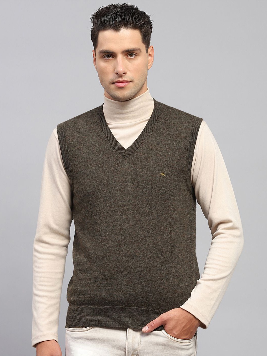 

Monte Carlo Men Long Sleeves Sweater Vest, Green