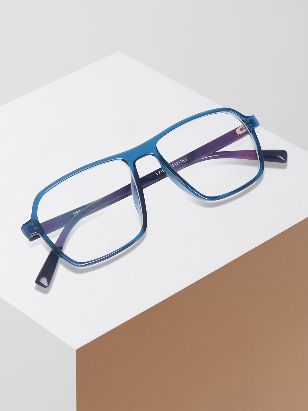 

Peter Jones Eyewear Unisex Full Rim Square Frames With Anti Glare Lenses, Blue