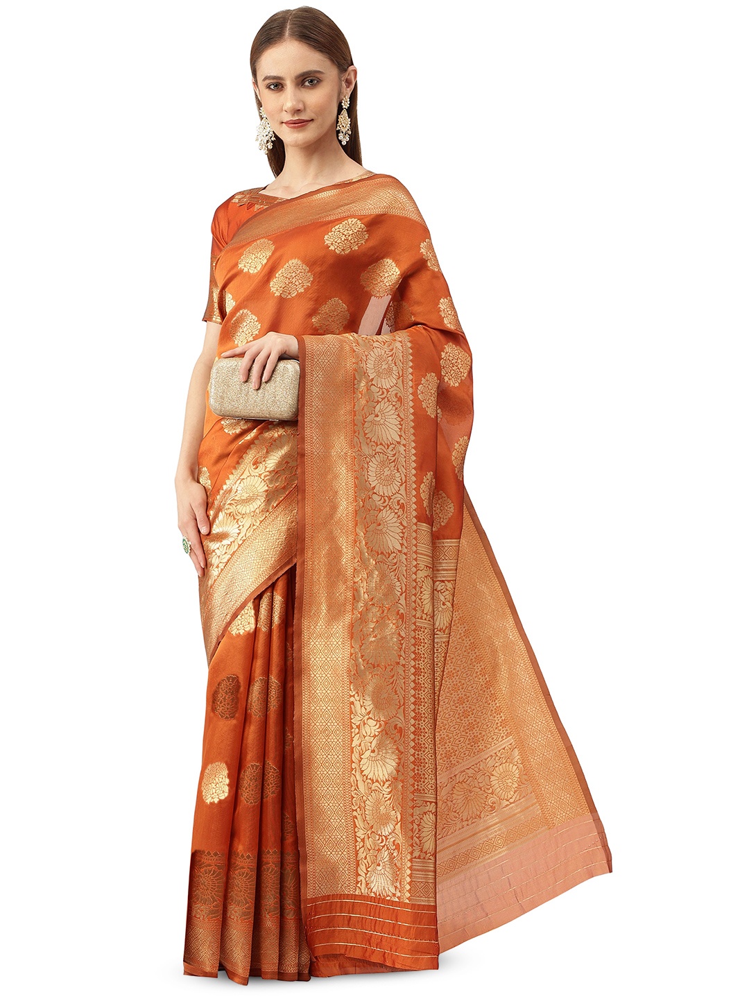 

Maroosh Woven Design Zari Banarasi Saree, Orange