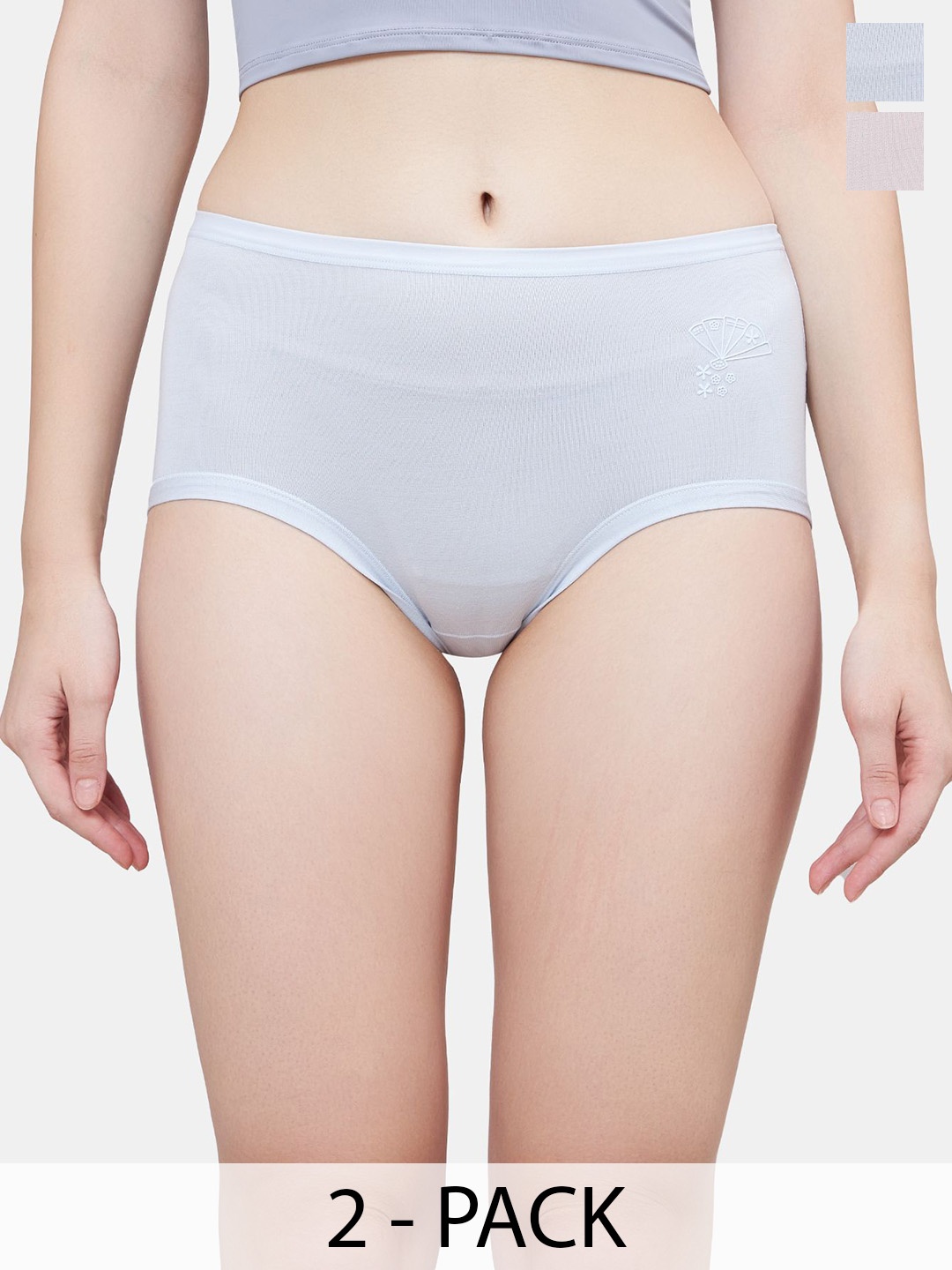 

PLUMBURY Pack Of 2 Hipster Briefs- PLPANTY805LBLUE/BGS-Blue/Beige, White