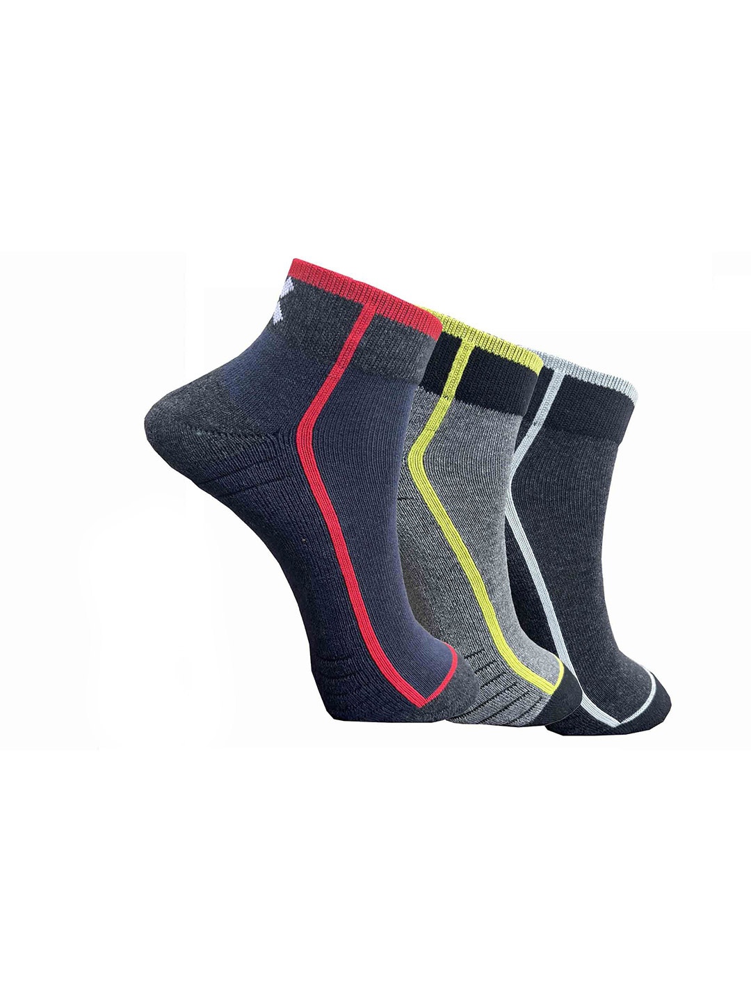

HRX by Hrithik Roshan Unisex Pack Of 3 Striped Ankle-Length Sports Socks, Black