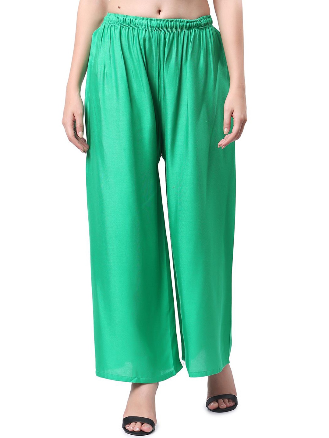 

Keviv Women Knitted Solid Palazzos, Sea green