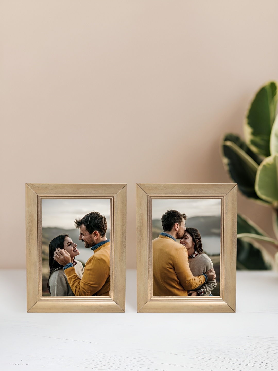 

Golden Peacock Gold Toned 2 Pieces Rectangular Table-Top Photo Frames
