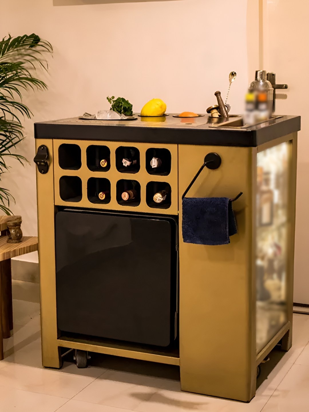 

Haus of Bars Gold-Toned & Black SpeedX Model X Wooden Bar Cabinet