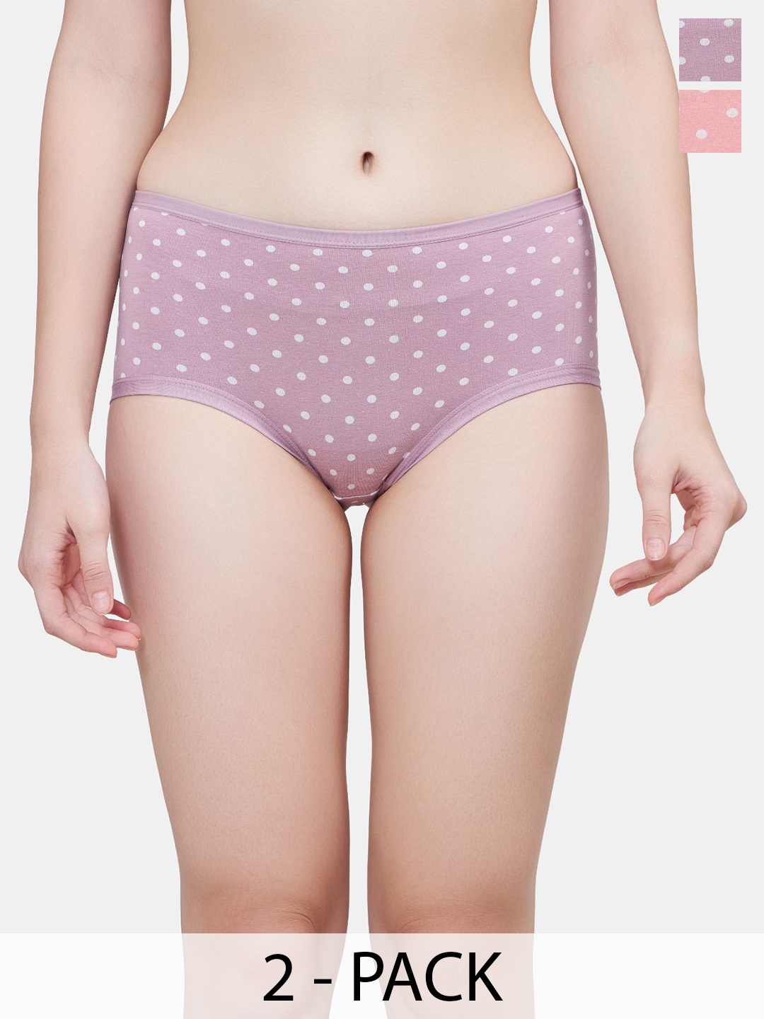 

PLUMBURY Pack Of 2 Printed Hipster Briefs PLPANTY5502LPURP/PCHXL, Purple