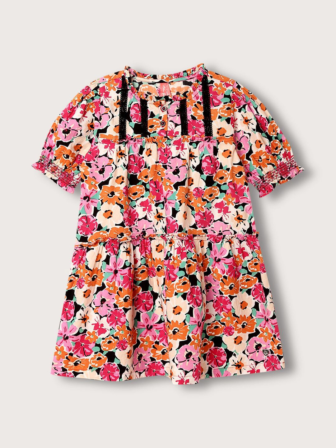 

Blue Giraffe Girls Floral Printed Cotton A-Line Dress, Red