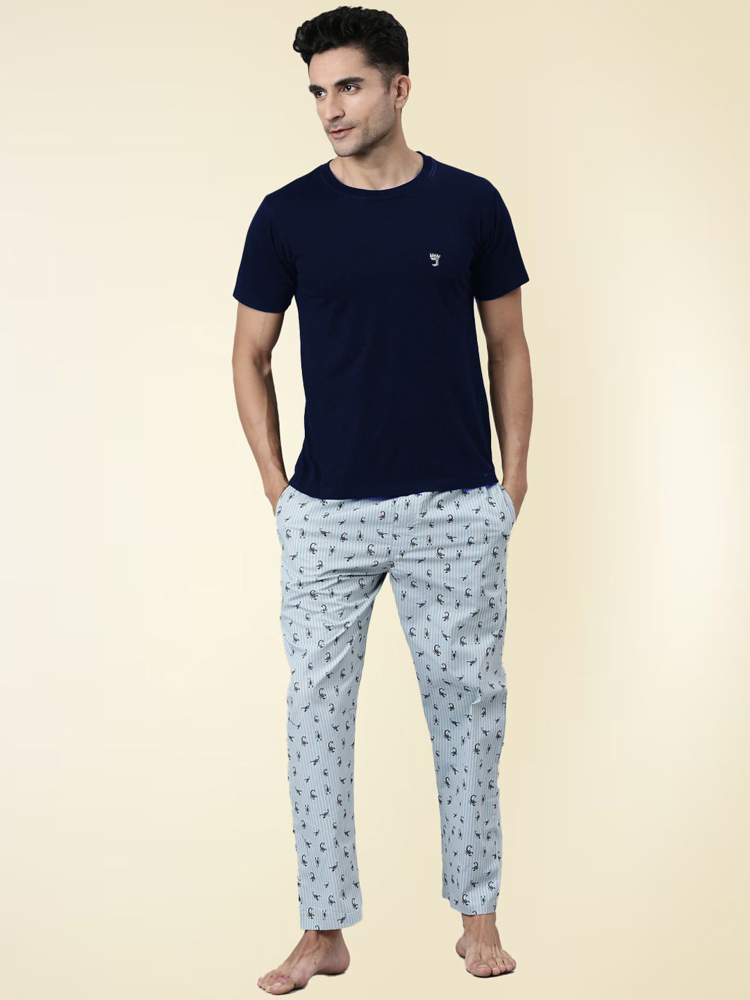 

Joven Men Night suit, Navy blue