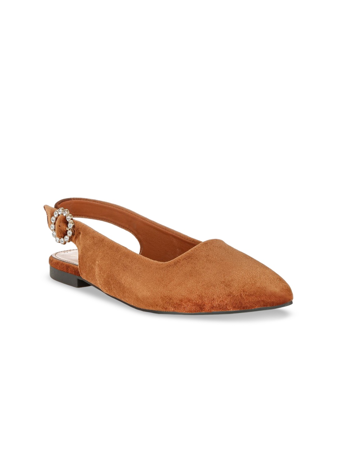 

London Rag Women Pointed Toe Ballerinas with Buckles Flats, Brown