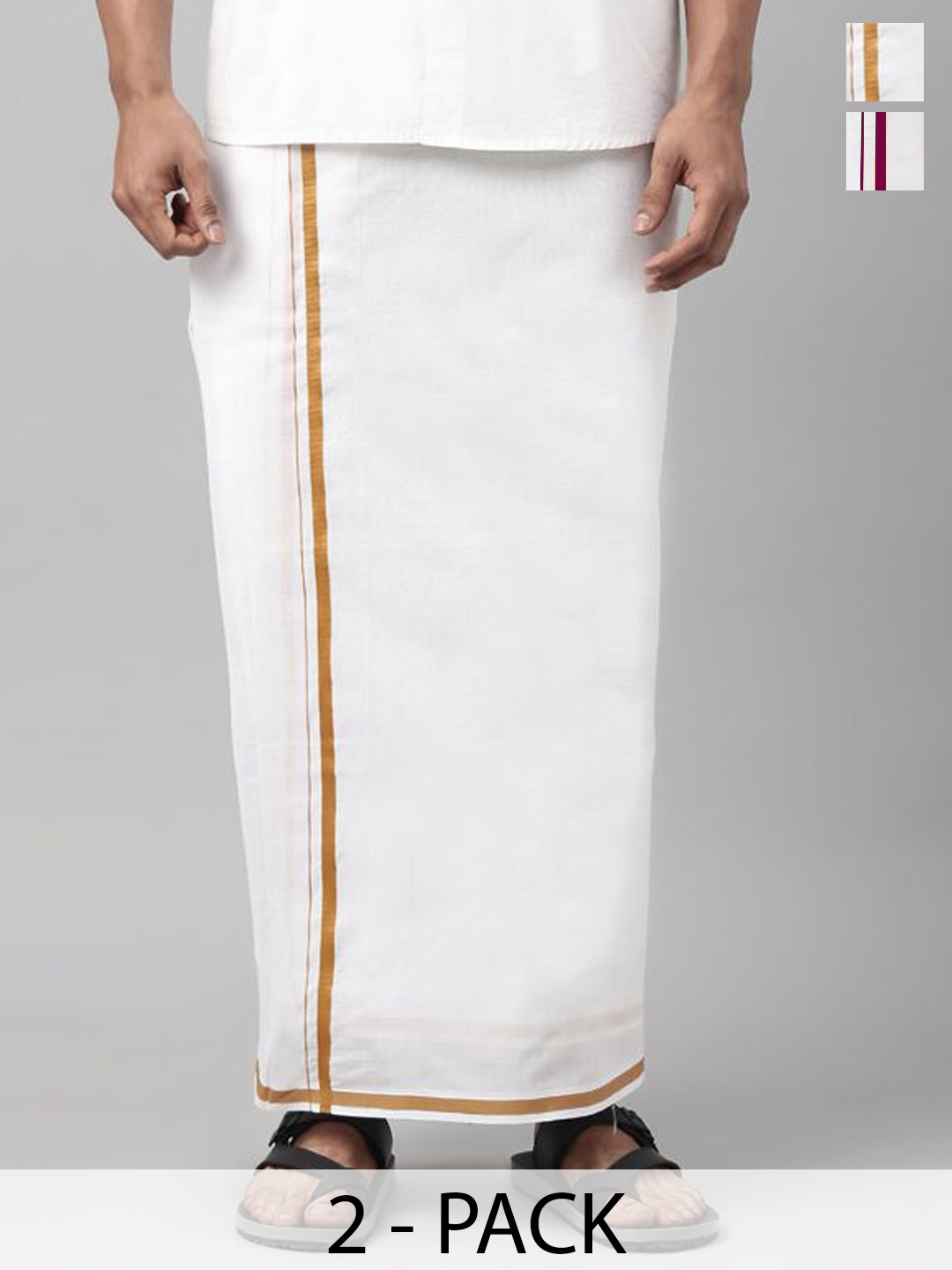 

WHITE HEART Men Pack of 2 Pure Cotton Dhotis