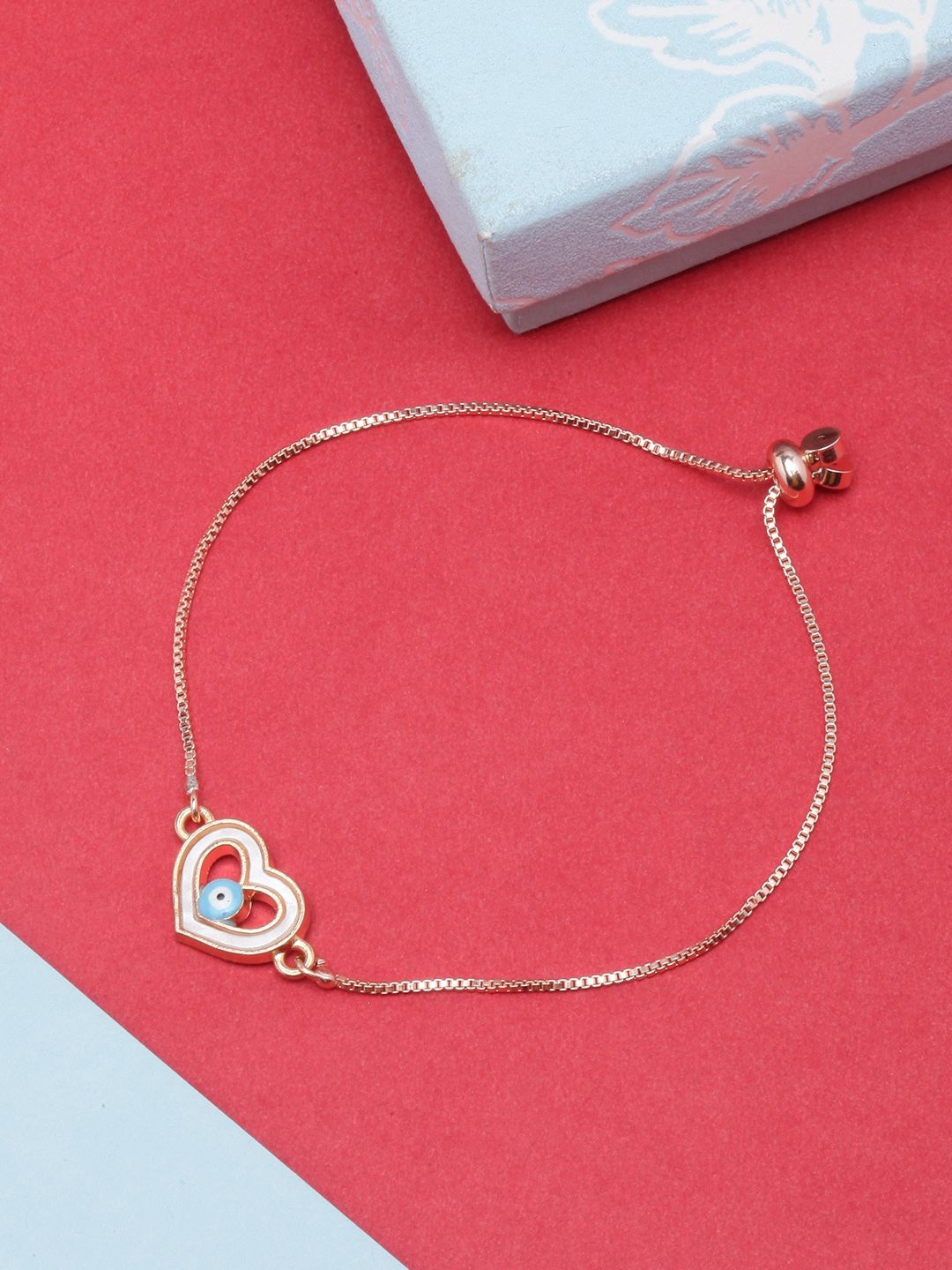 

KPOP Gold-Plated Heart Shaped Evil Eye Charm Bracelet