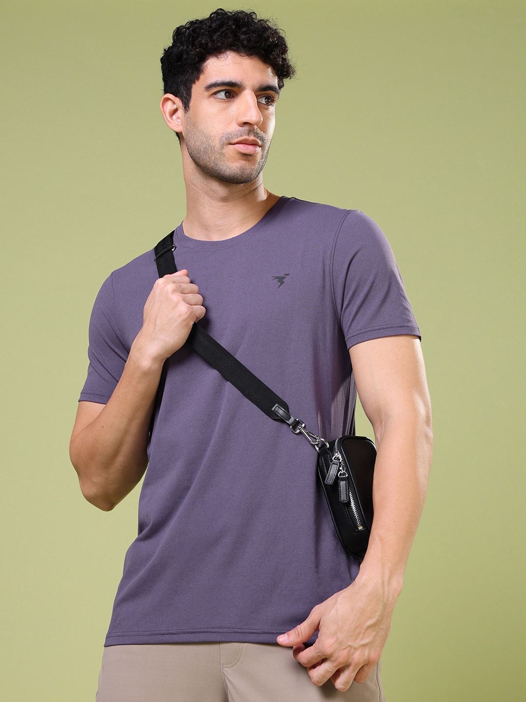 

Technosport Men aw'24 UPF50 Solid Slim Fit T-shirt, Purple