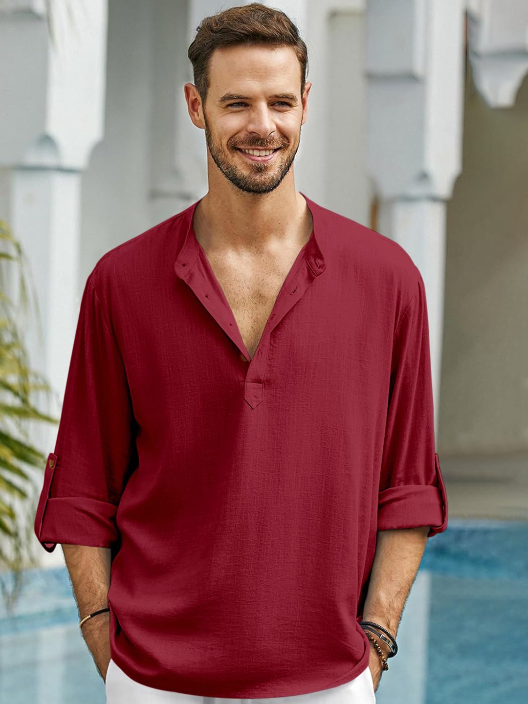 

Zombom Men Kurta, Maroon