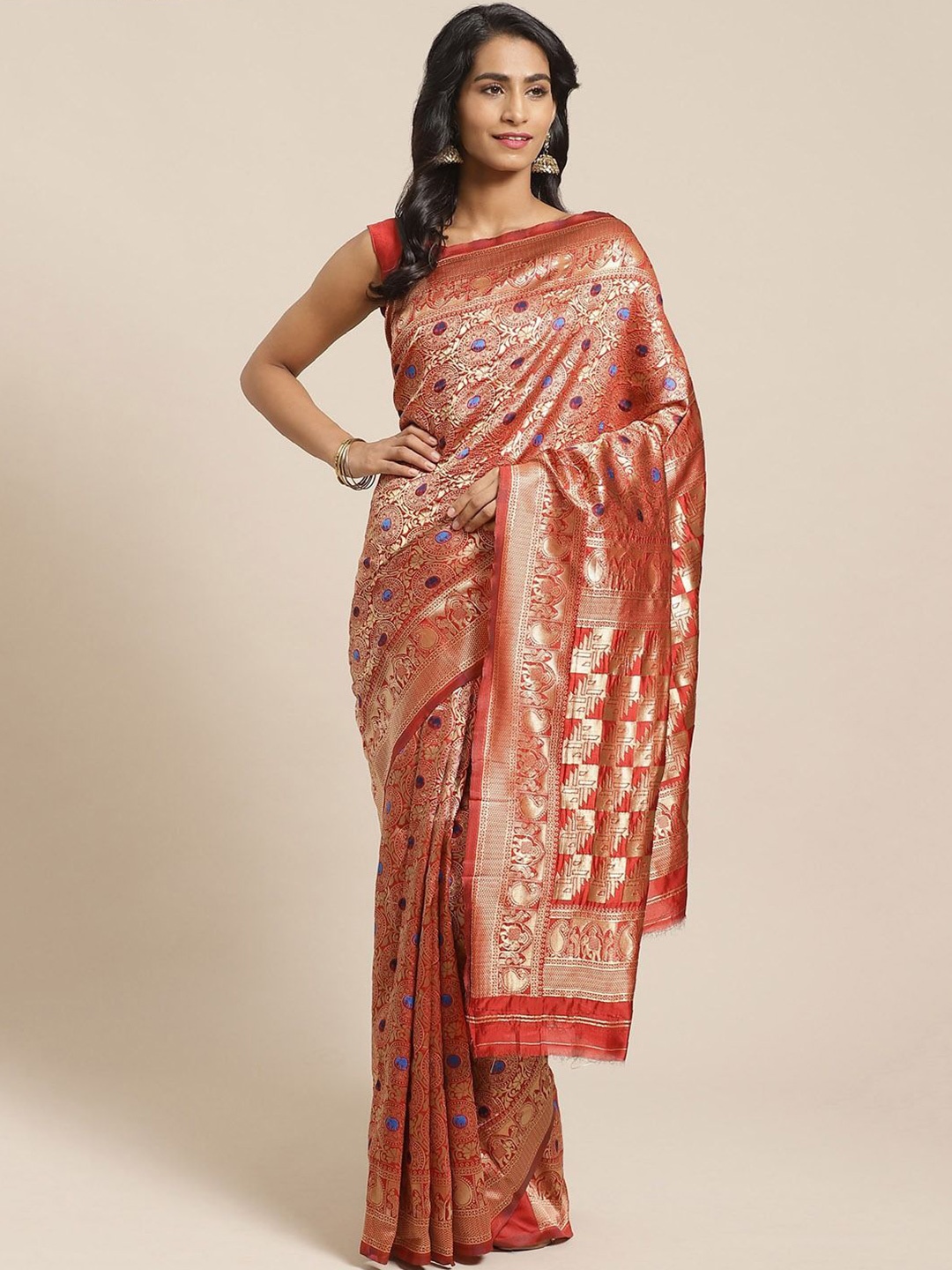 

KALINI Zari Banarasi Saree, Red