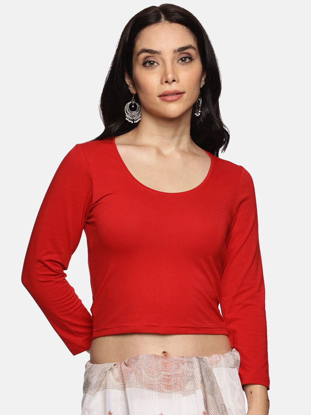 

NOT YET by us Women Solid Non-Padded Stretchable Saree Blouse, Red