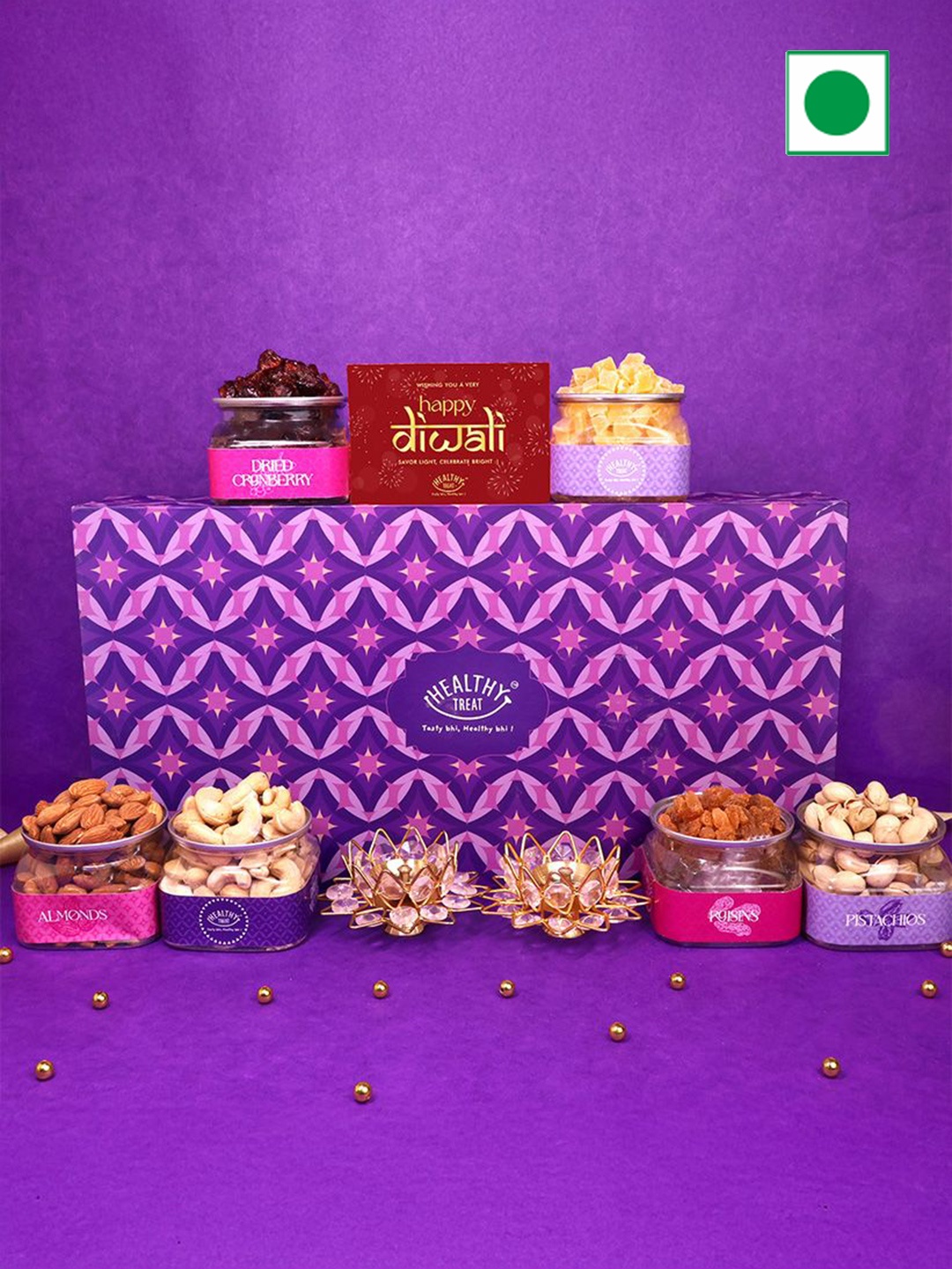 

Healthy Treat Dry Fruit Diwali Gift Hamper, Purple