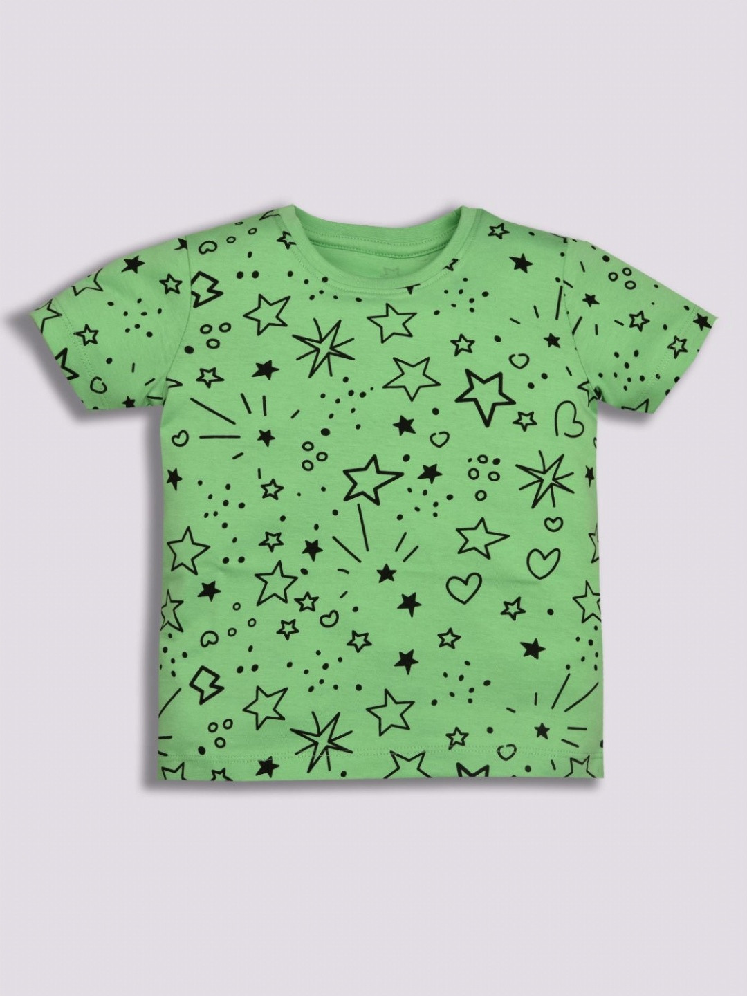 

YK Boys Geometric Printed Round Neck Cotton T-shirt, Green