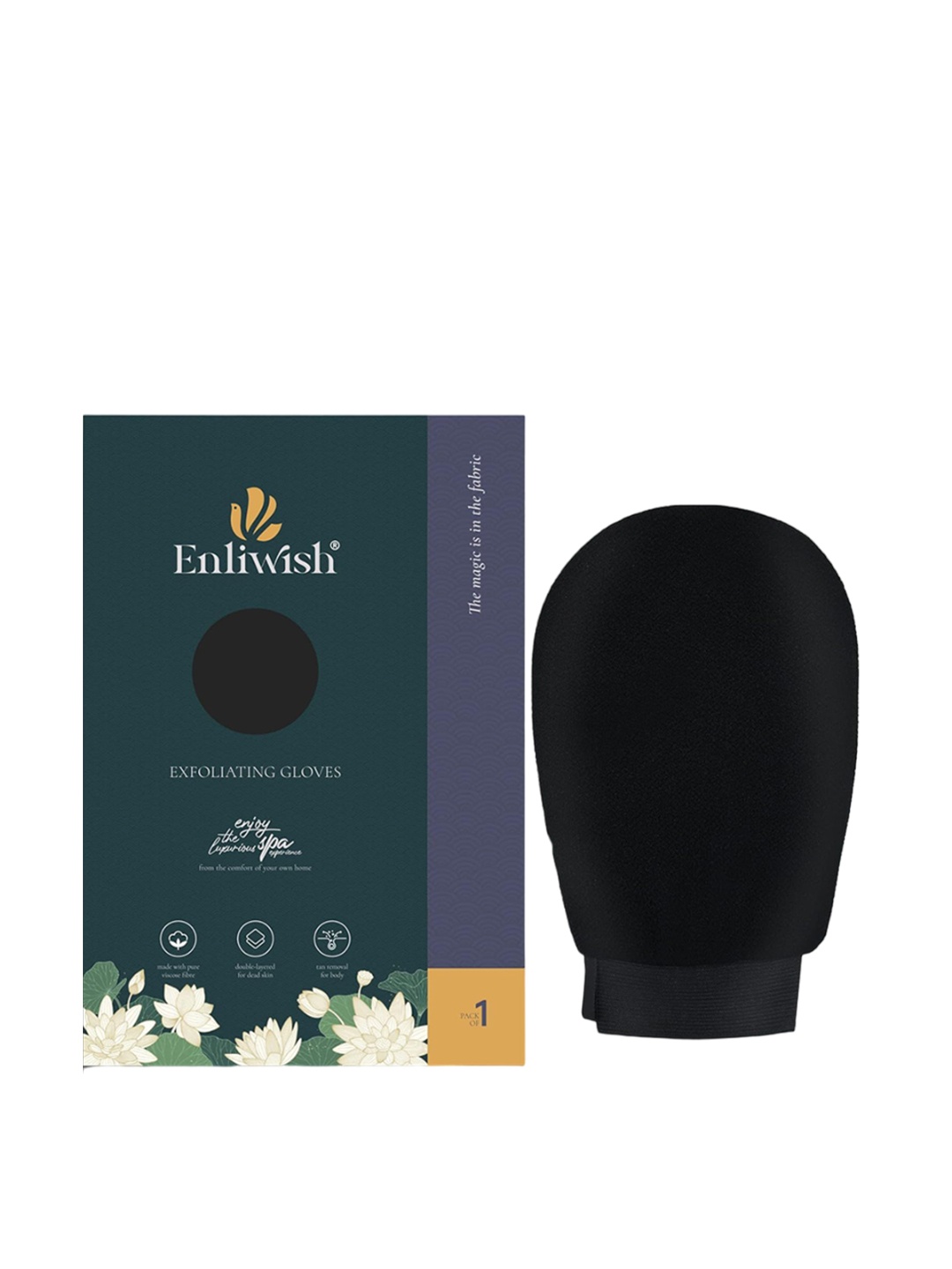 

ENLIWISH Moroccan Hammam Exfoliating Bath Glove, Black