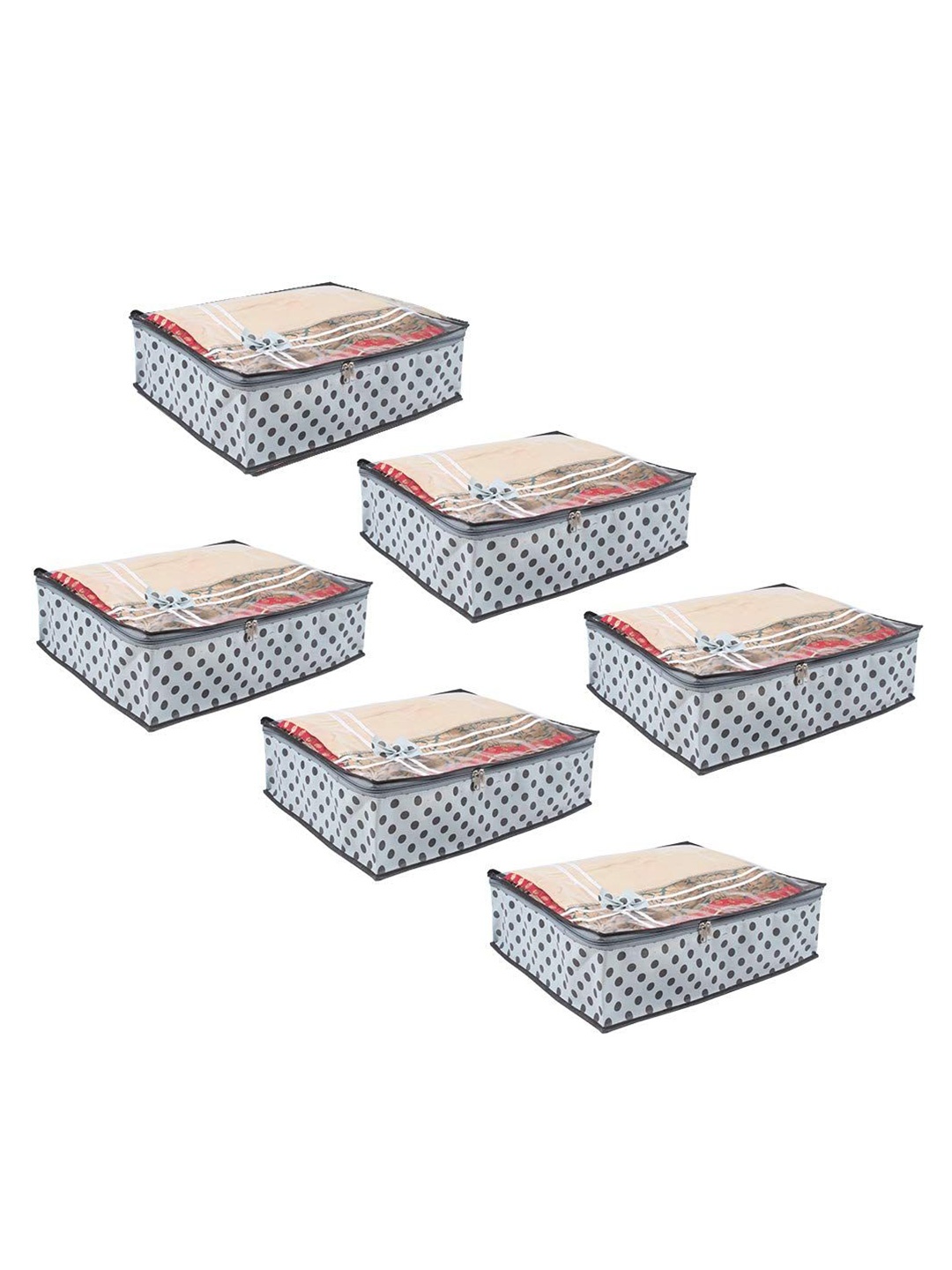 

prettykrafts Blue 3 Pieces Printed Collapsible Storage Bag Multi-Utility Organisers
