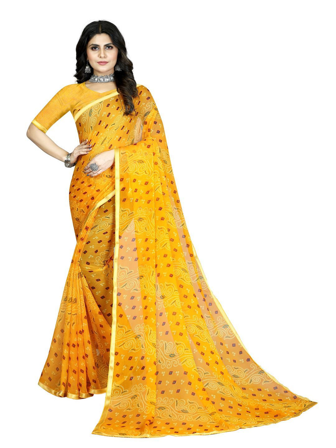 

Anouk Bandhani Zari Art Silk Saree, Yellow