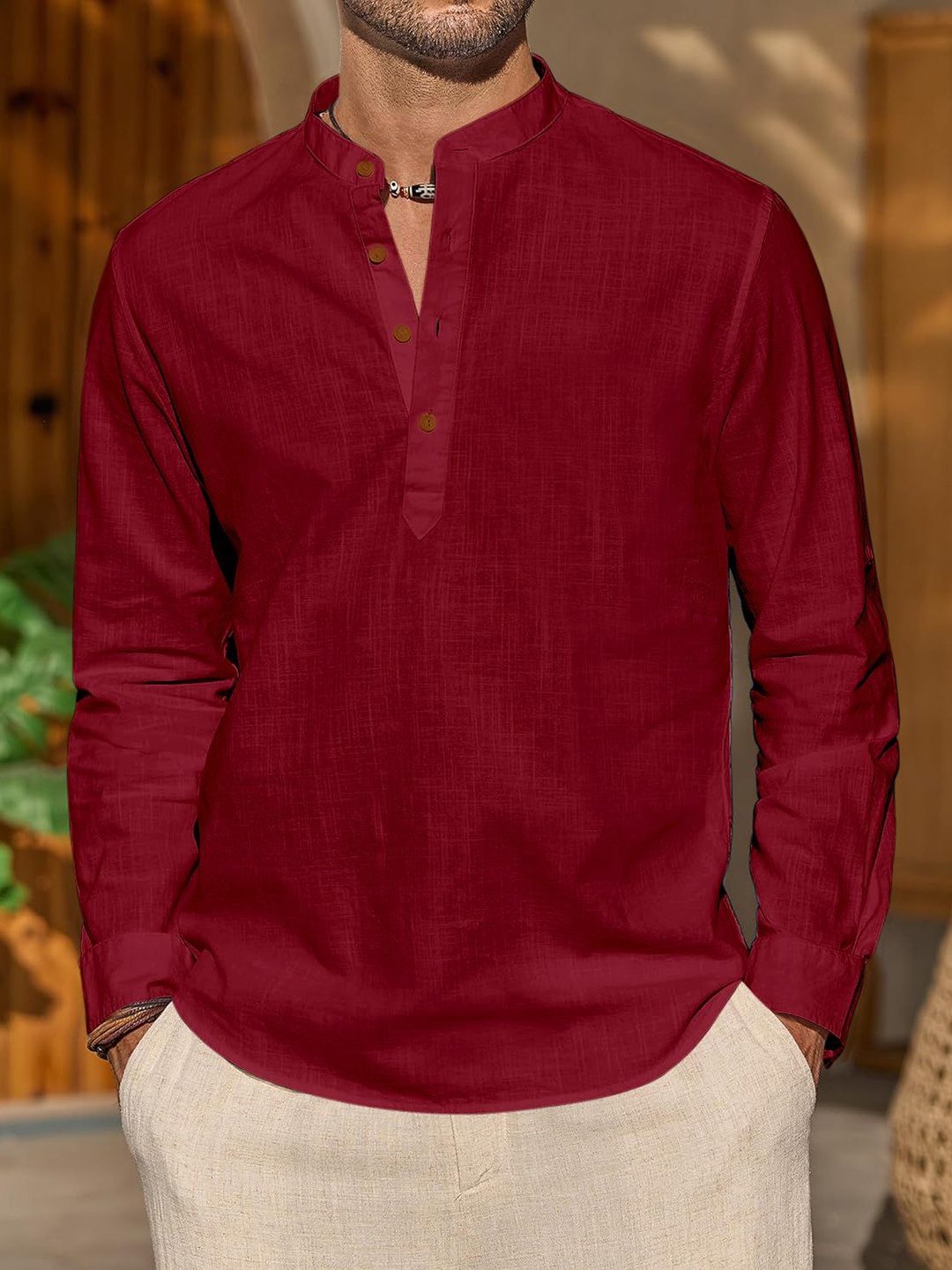 

Zombom Men Kurta, Maroon