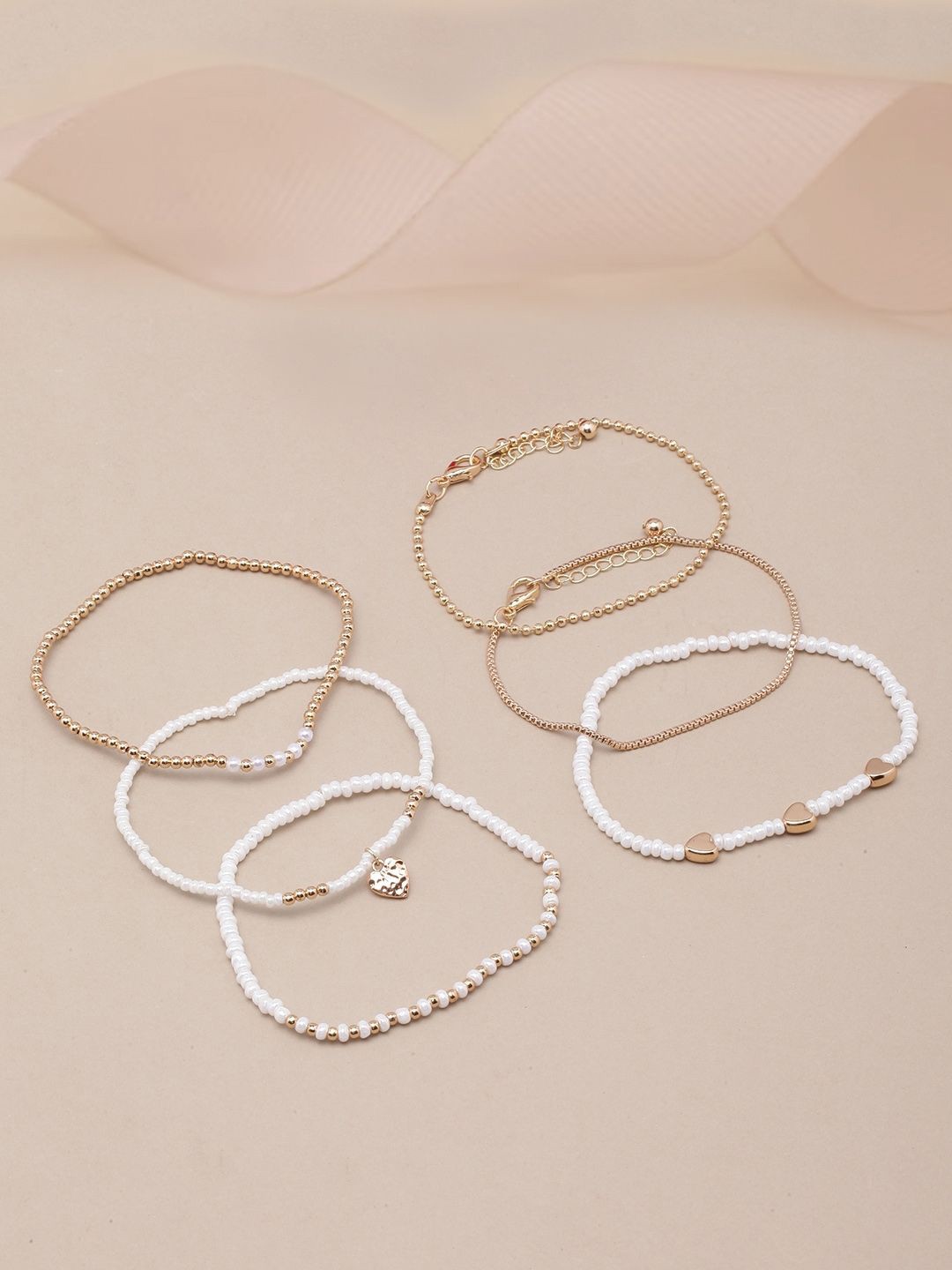 

KPOP Set Of 6 Gold-Plated Brass Beaded Bracelet