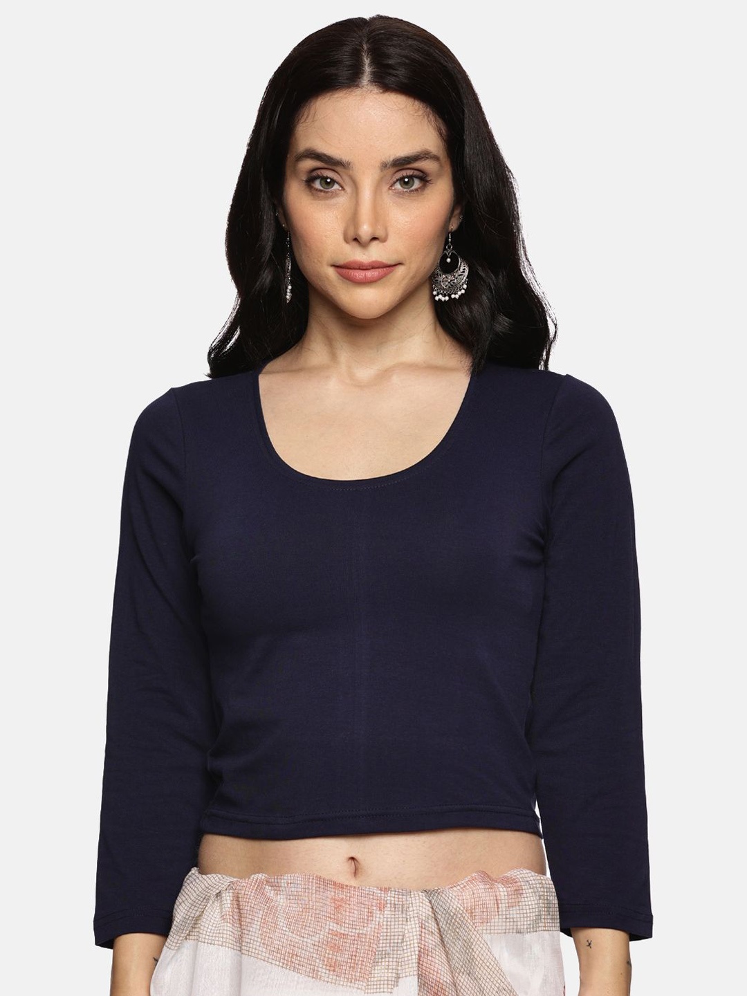 

NOT YET by us Non-Padded Saree Blouse, Navy blue