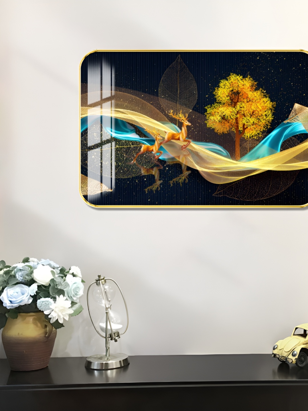 

WALLMAX Gold-Toned Birds and Animals Wooden Crystal Wall Art