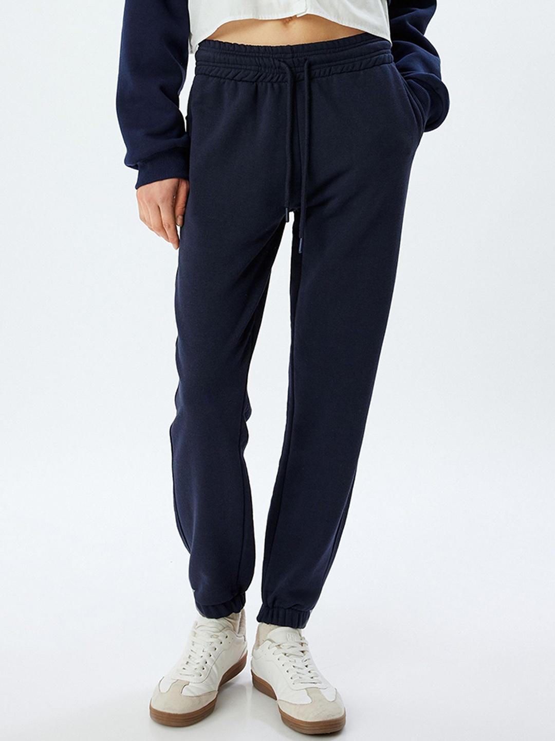 

Koton Women Mid Rise Joggers, Navy blue