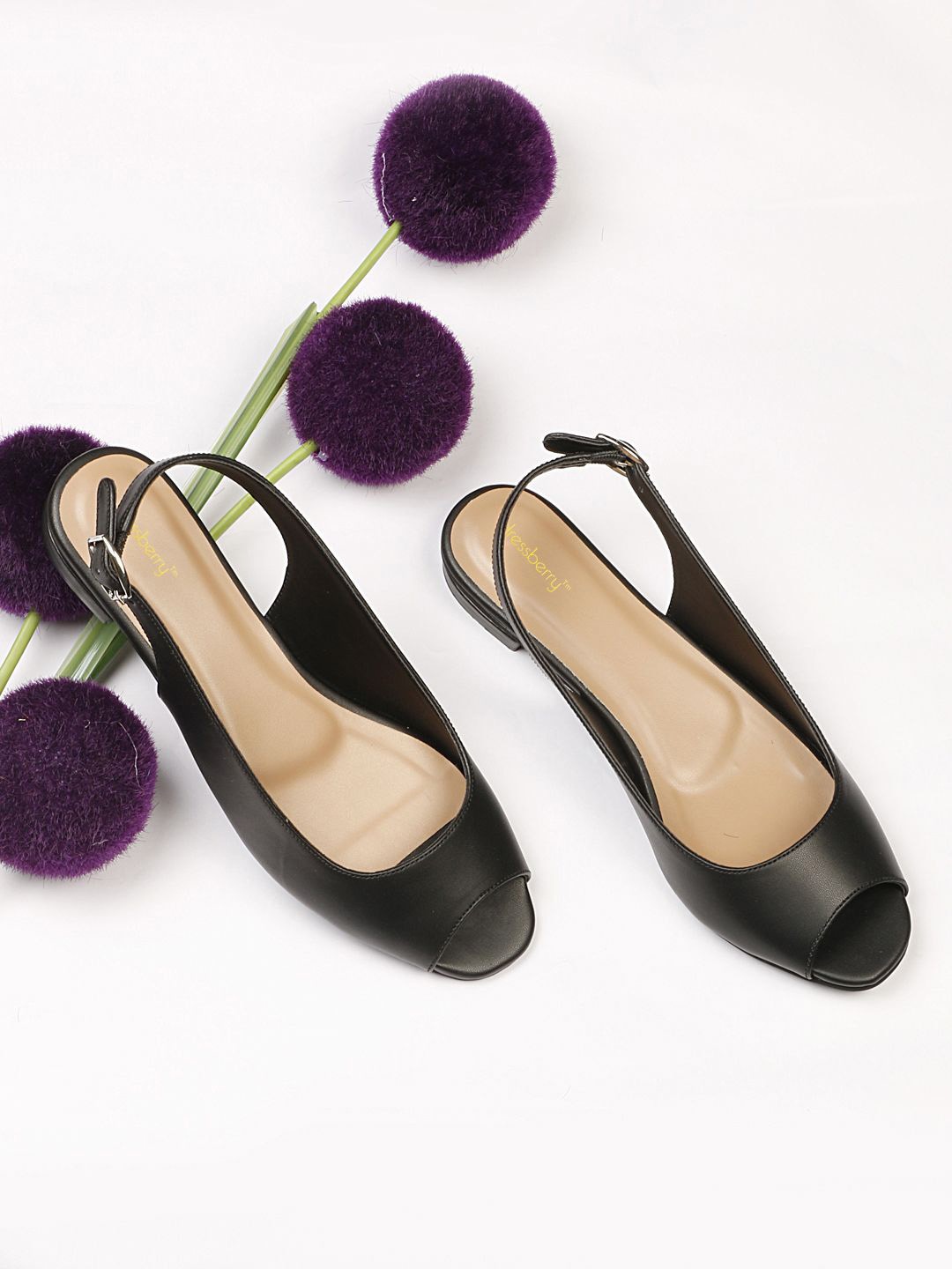 

DressBerry Women Open Toe Flats, Black