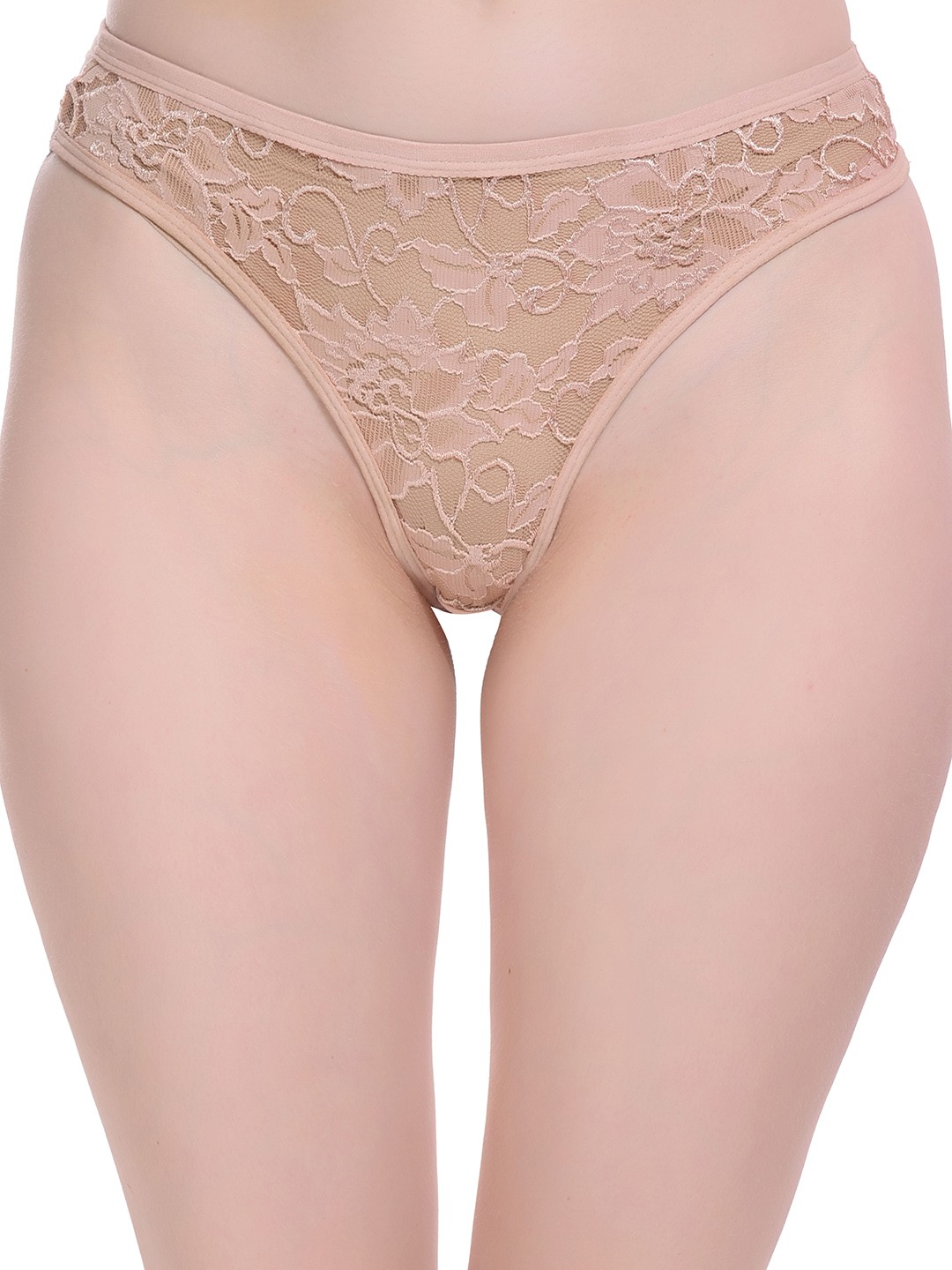 

new blue eyes Women Solid Mid-Rise FloralLace Hipster Briefs, Nude