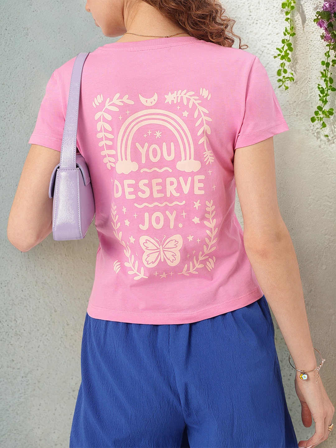 

DressBerry Radiate Joy Back Print T-shirt, Pink