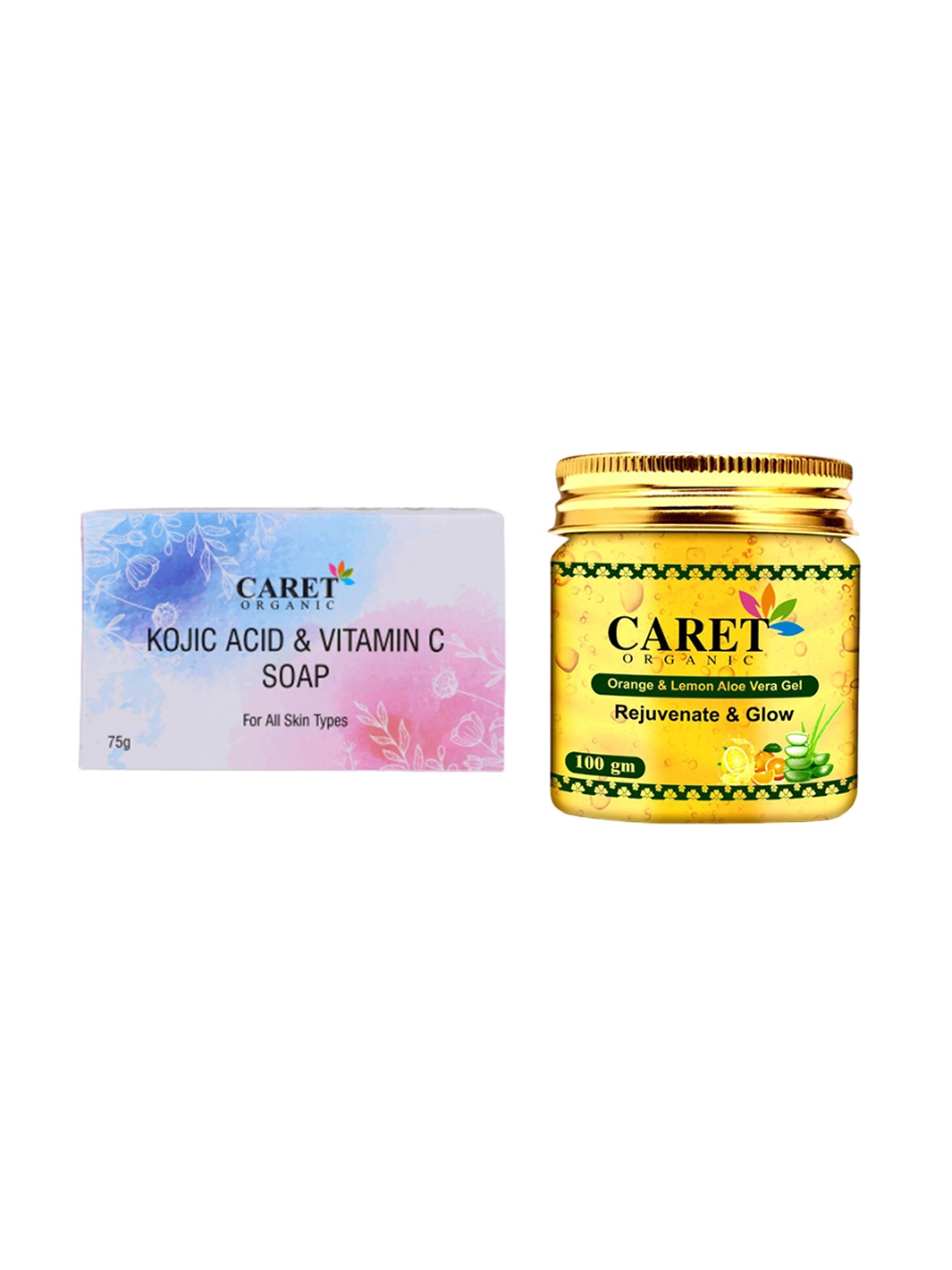 

CARET ORGANIC Kojic Acid Vitamin C Soap & Orange Lemon Aloevera Gel, White