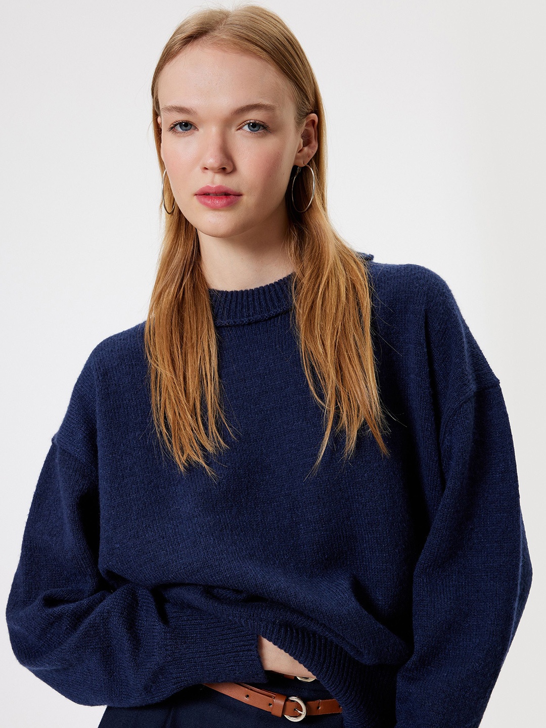 

Koton Women Round Neck Pullover, Navy blue