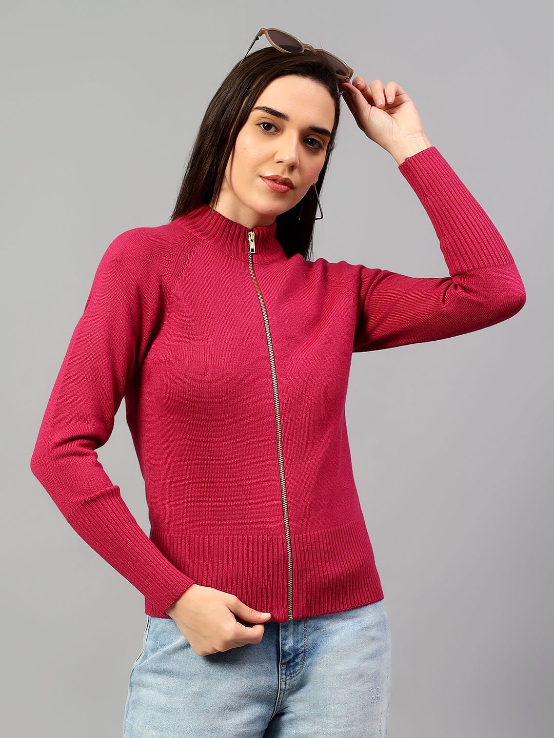 

Cantabil Women Front-Open Sweater, Pink