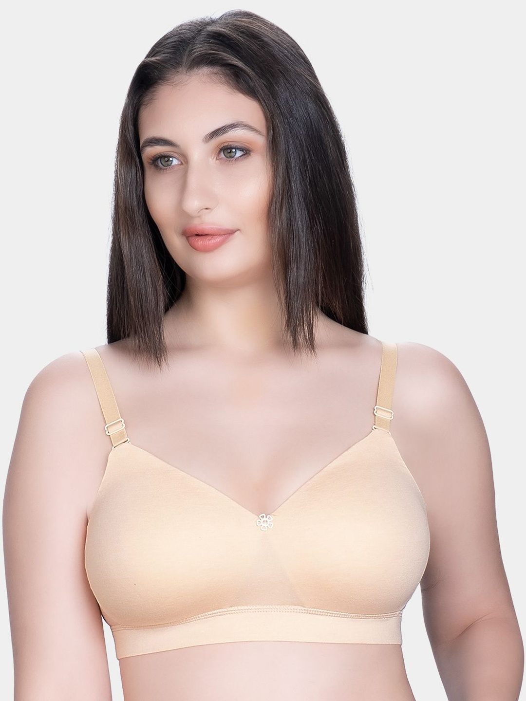 

Trylo Bestie Women Combed Cotton Fabric Soft Padded Seamless Full Coverage Bra, Beige