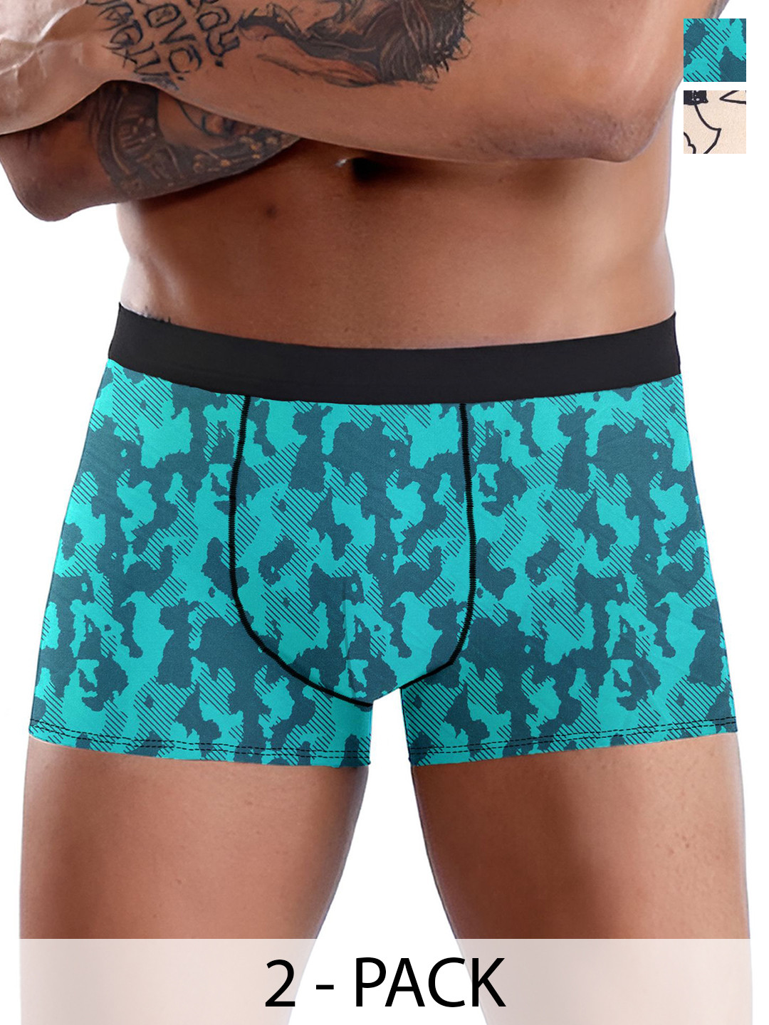 

DISPENSER Pack Of 2 Men Printed Breathability Trunks, Beige