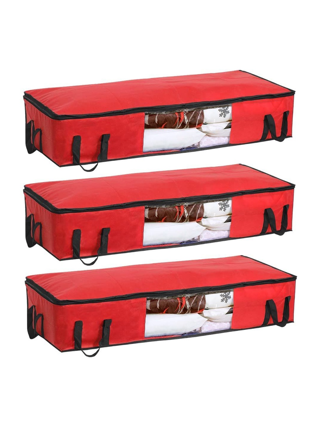 

prettykrafts Red & Black 3 Pieces Multi-Utility Organisers
