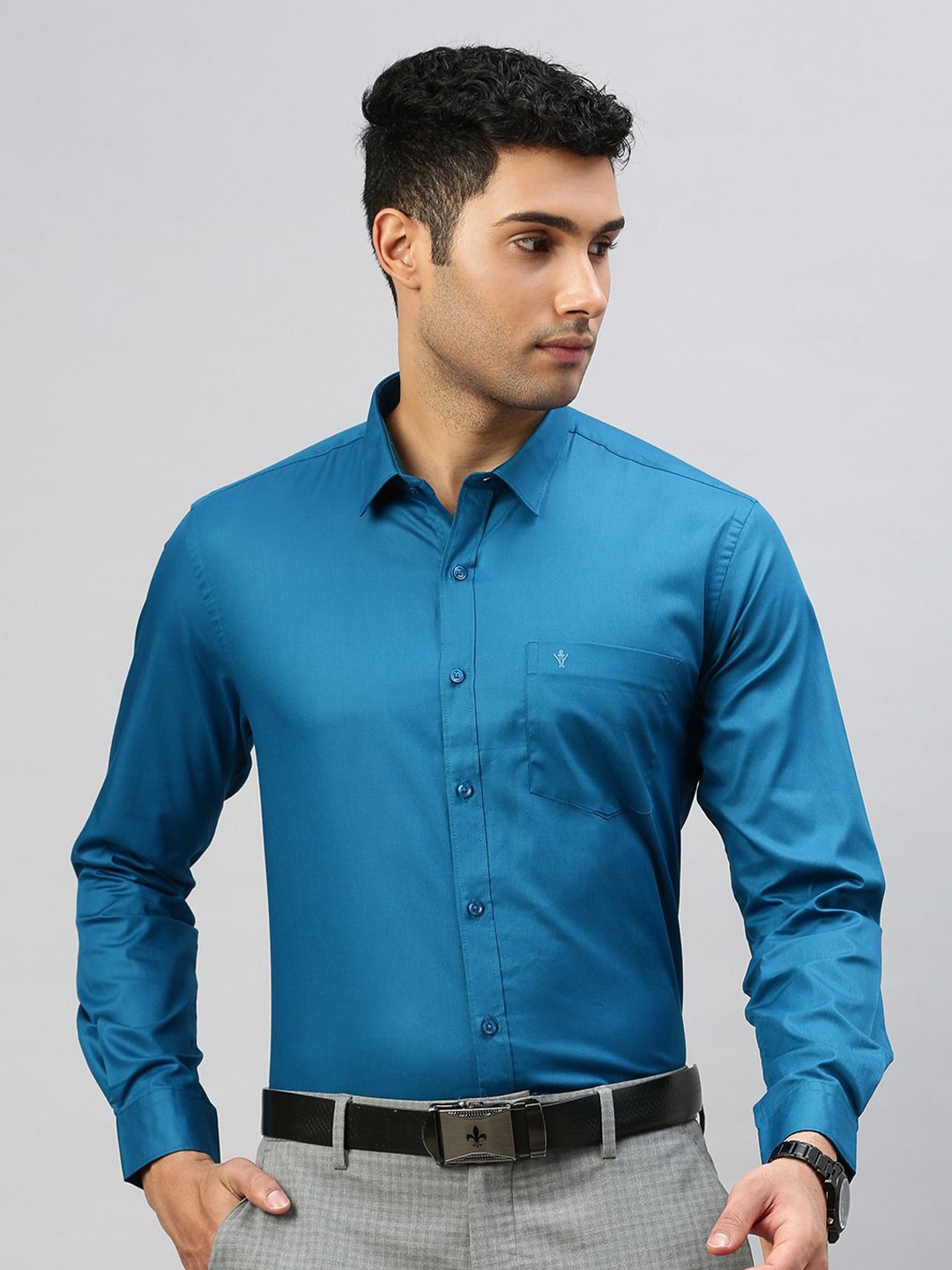 

Ramraj Men Solid Full Sleeve Shirt for Men, Blue