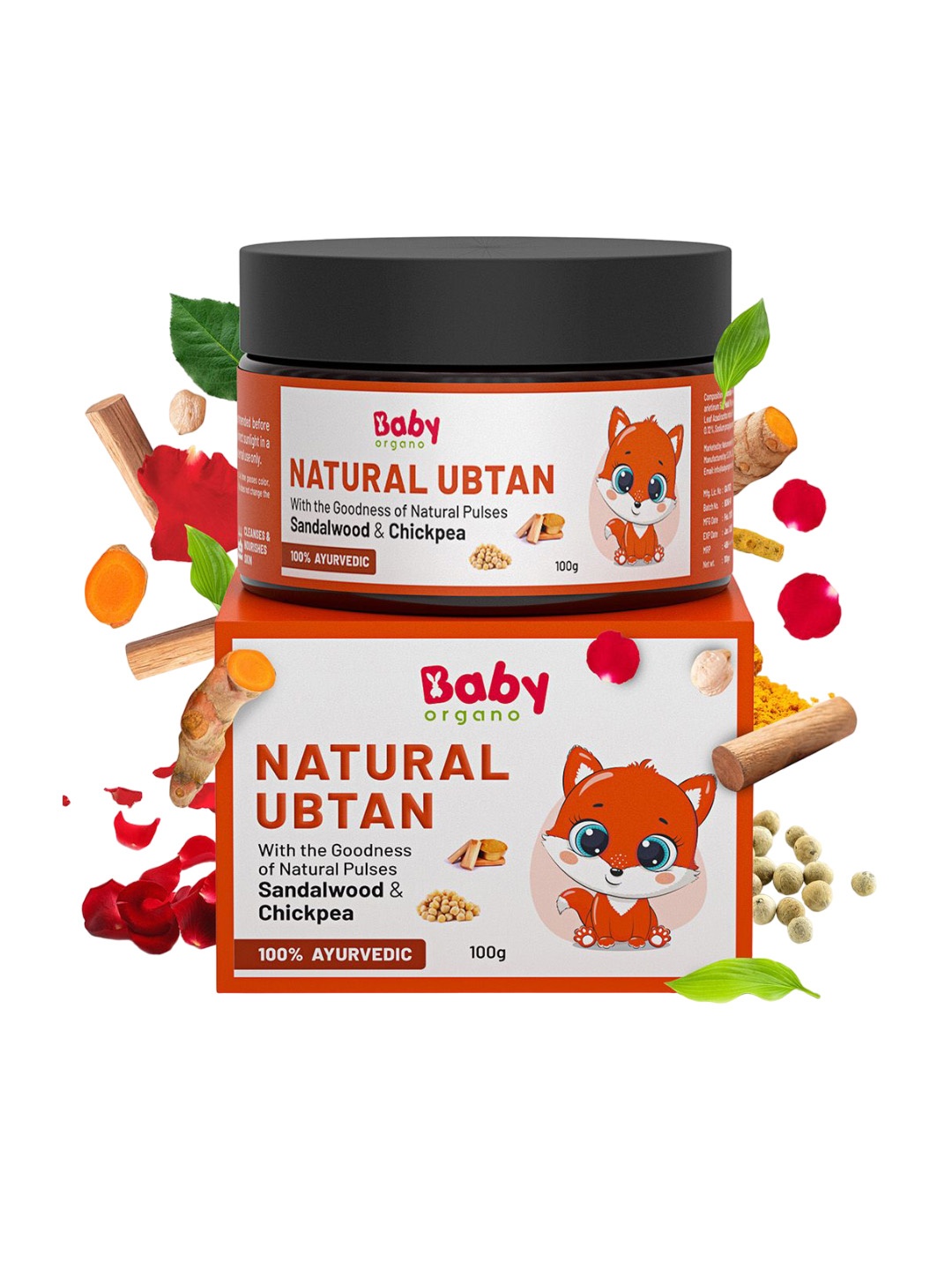 

BABYORGANO Ayurvedic Natural Ubtan Powder 100g, Orange