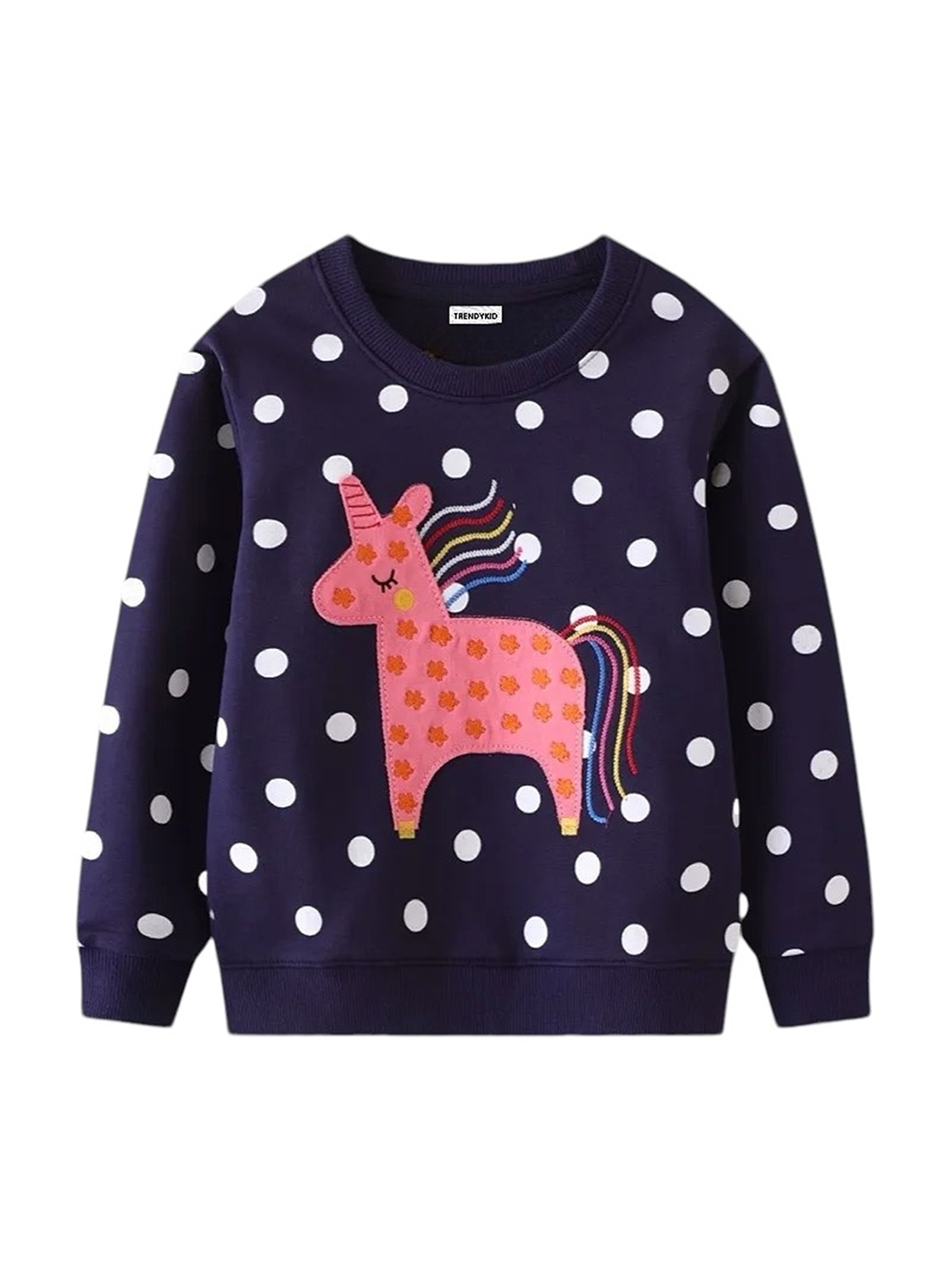 

TrendyKid Girls Graphic Printed Round Neck Cotton Pullover Sweatshirt, Blue