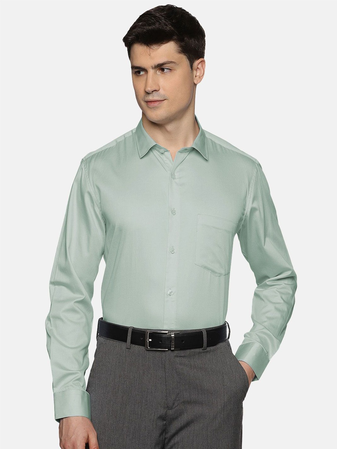 

THE FORMAL CLUB Men Premium Spread Collar Solid Cotton Formal Shirt, Grey