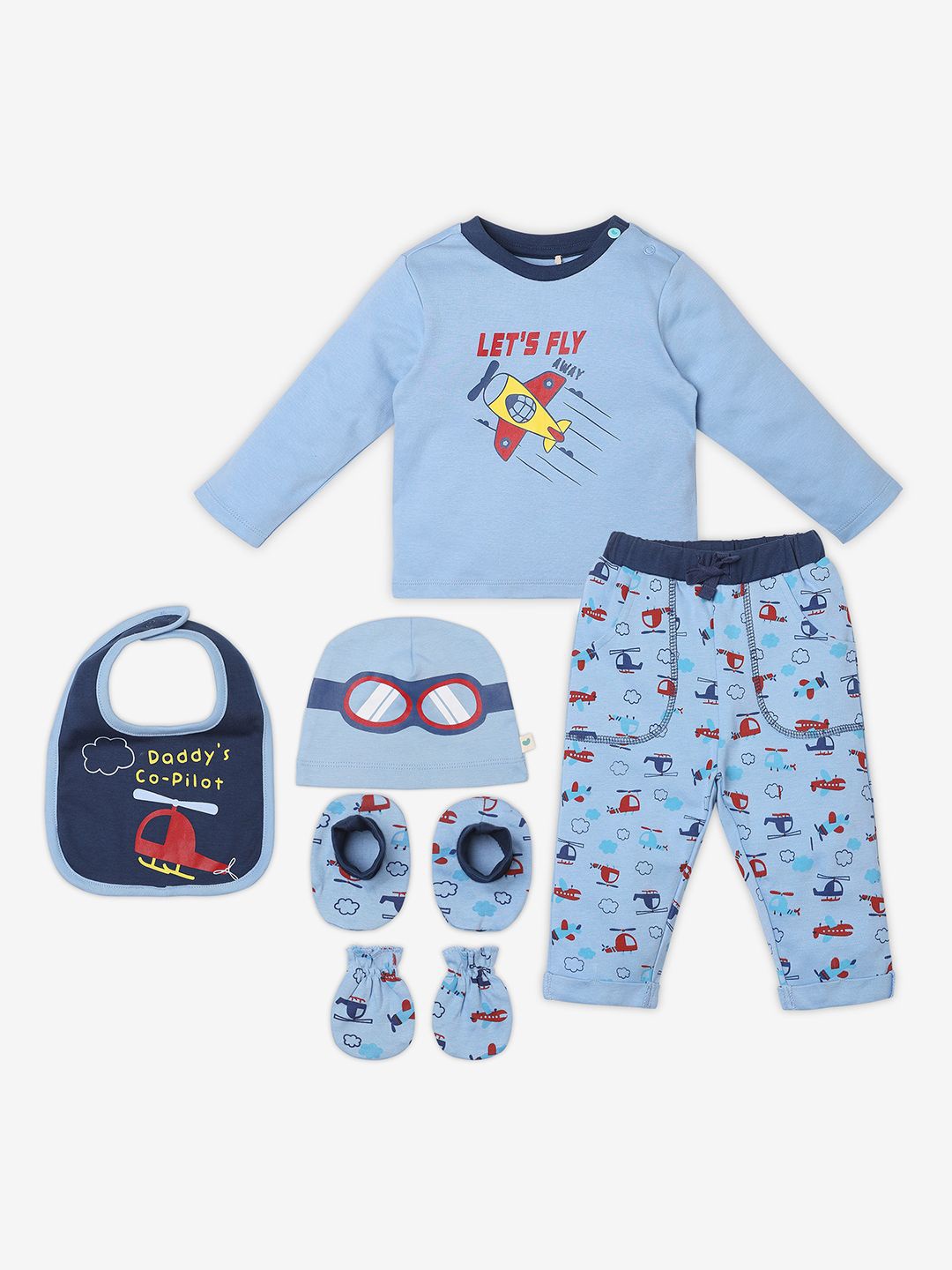 

Ed-a-Mamma Baby Boys Printed Pure Cotton Baby Apparel Gift Set, Blue