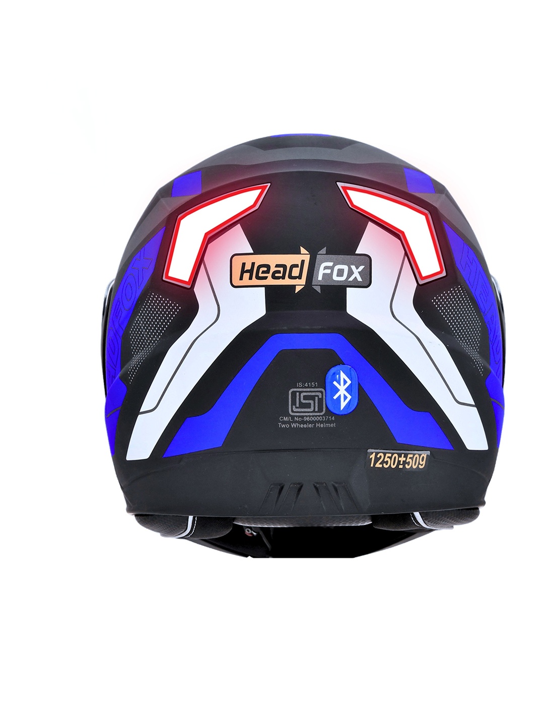 

HEADFOX N2 Matt Air 7 Smart Bluetooth Calls Music GPS & Voice Asst. Road DV Helmet, Blue