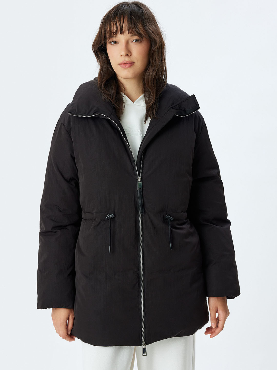 

Koton Women Hooded Longline Padded Jacket, Black