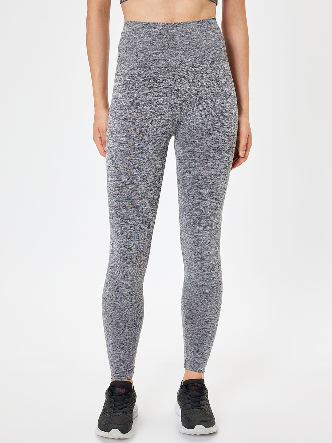 

Koton Women High-Rise Ankle Length Antimicrobial Gym Tights, Grey