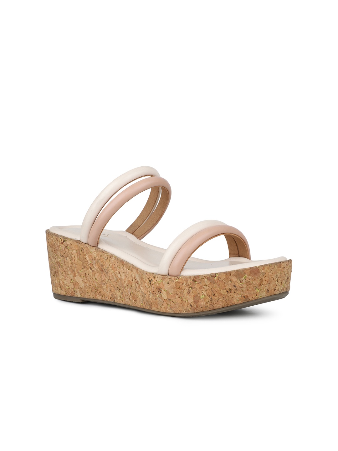 

Inc 5 Colourblocked Flatform Sandals with Shimmer Finish, Nude