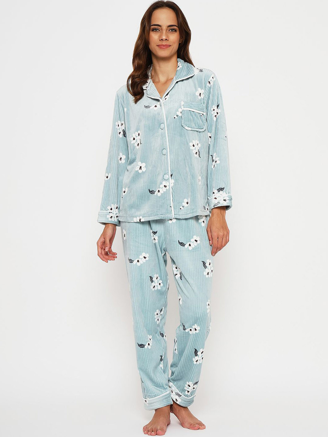 

Camey Women Floral Printed Night suit, Blue