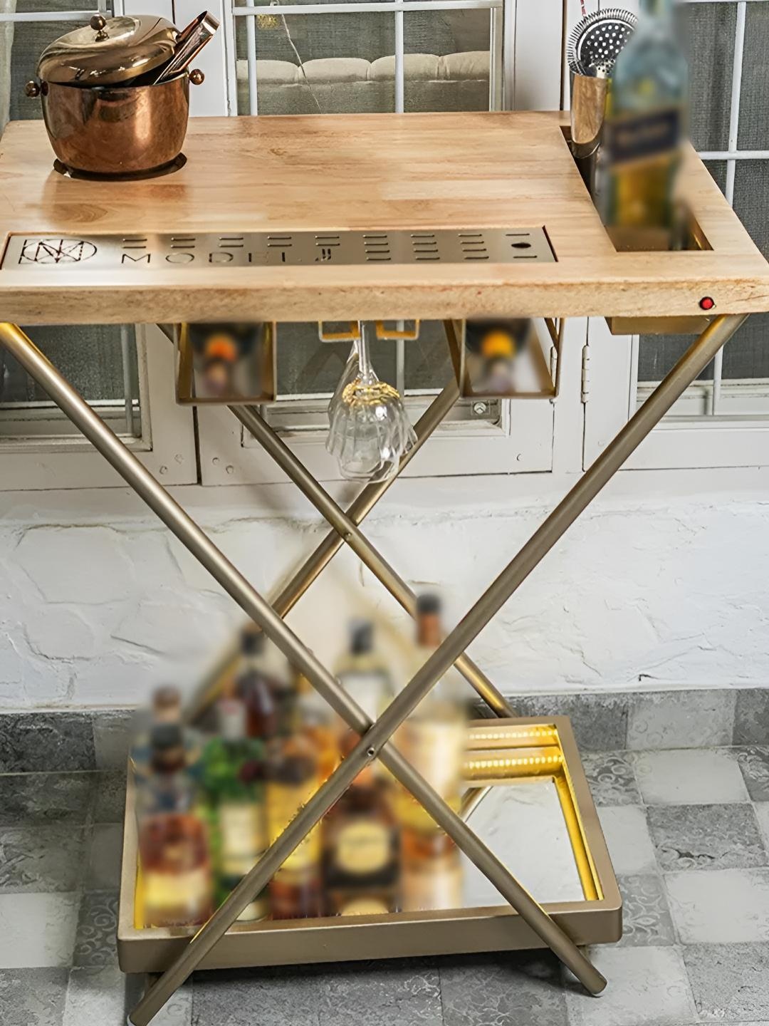 

Haus of Bars Gold-Toned SpeedX - Model J Bar Cabinet with Wooden Top