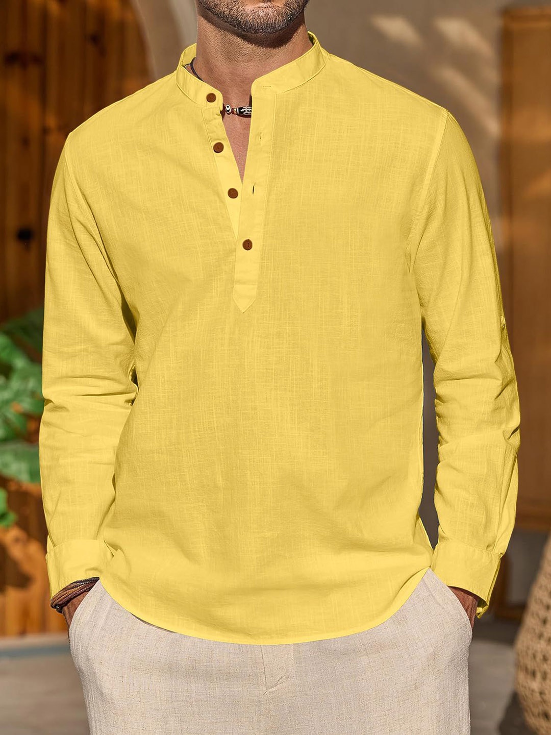 

Zombom Men Kurta, Yellow